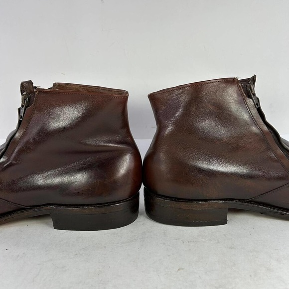 Allen Edmonds York Mens Brown Leather Boot US 11.5 D Double Zip Up Ankle Shoes - Picture 8 of 10